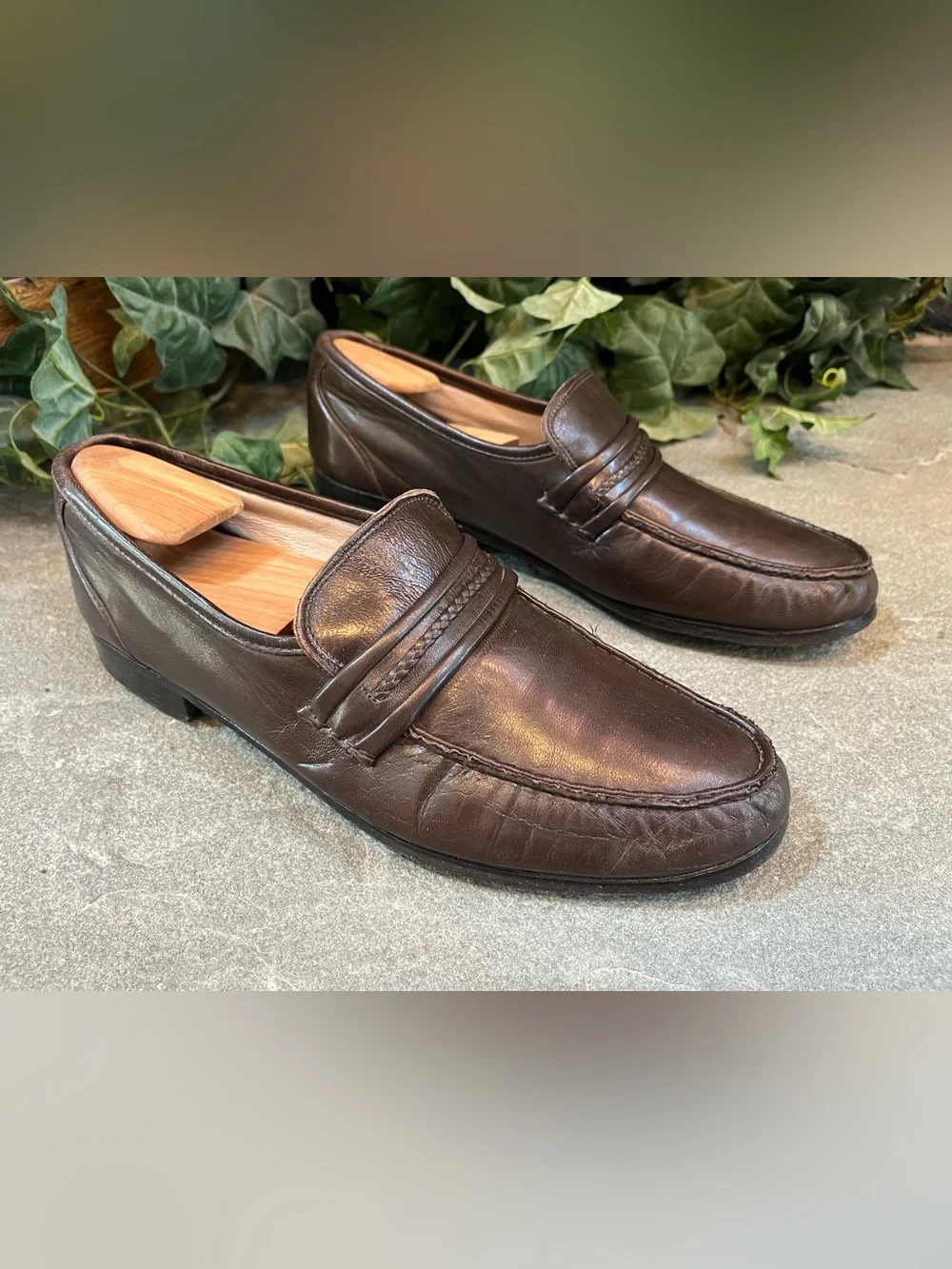 Brass Boot Smooth Leather Dress Loafers Brown Italy 85354 Men's Size 10.5M